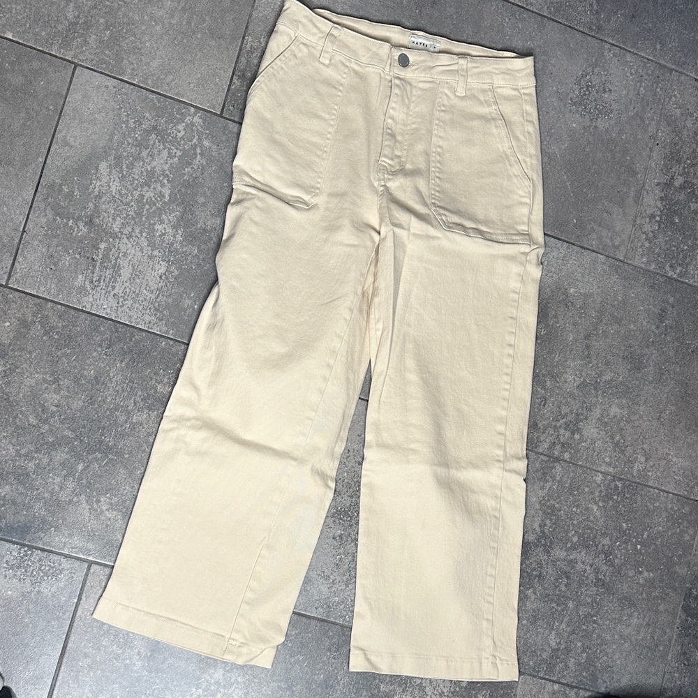 HAYES Cream High Waist Utility Cropped Pants Women’s Size 6P